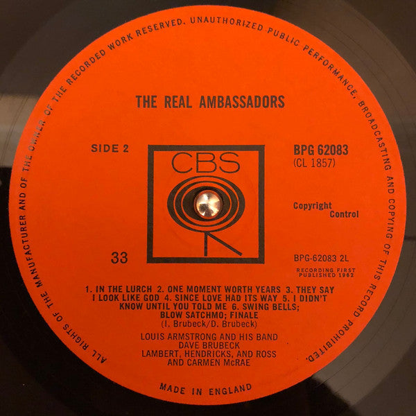 Louis Armstrong And His Band, Dave Brubeck, Lambert, Hendricks And Ross* and Carmen McRae : The Real Ambassadors (LP, Album, Mono)