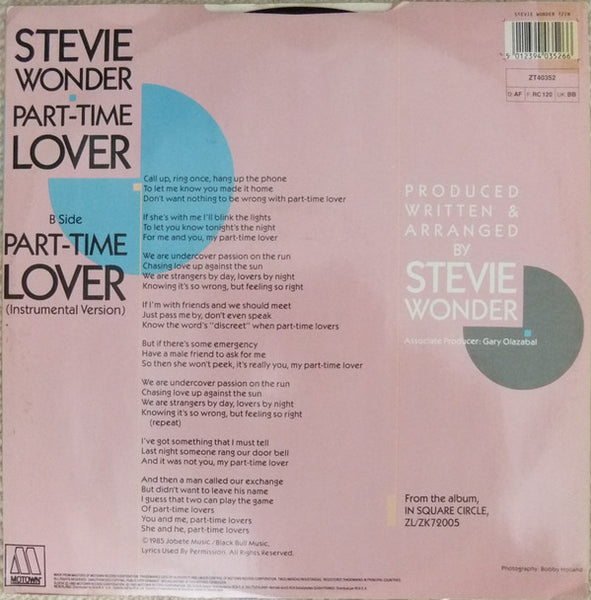 Stevie Wonder : Part-Time Lover (12", Single)