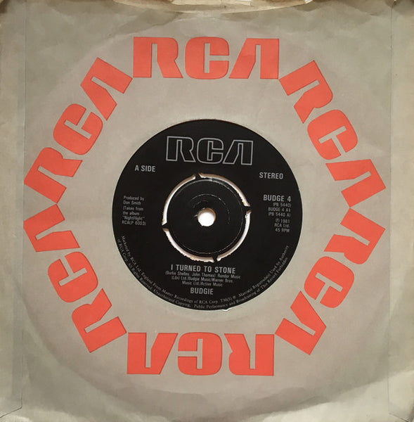 Budgie : I Turned To Stone (7", Single, Ora)