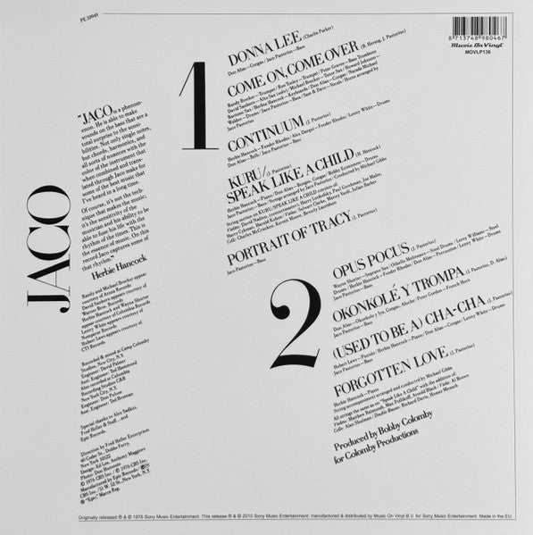 Jaco Pastorius : Jaco Pastorius (LP, Album, RE, 180)