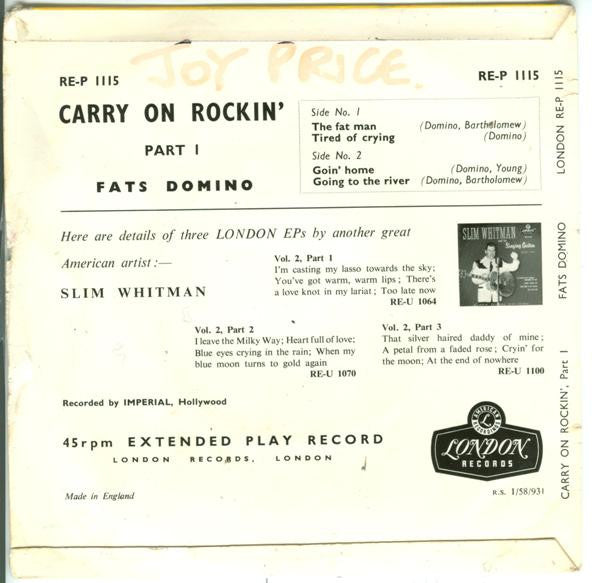 Fats Domino : Carry On Rockin' Part 1 (7", EP)