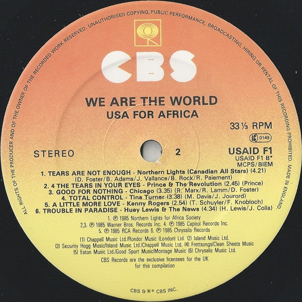 USA For Africa : We Are The World (LP, Album, Gat)