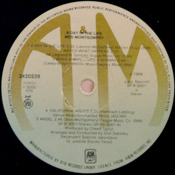 Wes Montgomery : A Day In The Life (LP, Album, Gat)