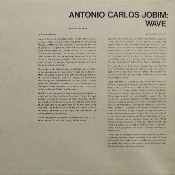 Antonio Carlos Jobim : Wave (LP, Album, Gat)