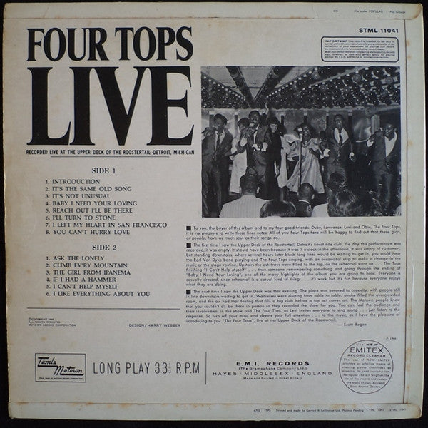 Four Tops : Four Tops Live (LP)