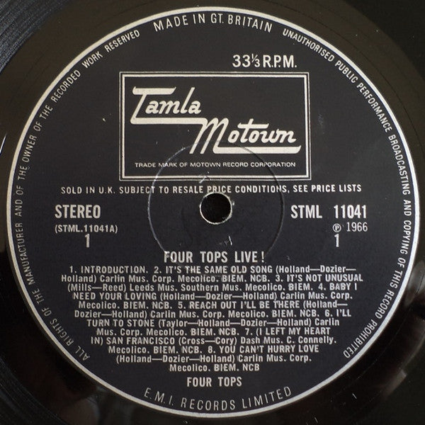Four Tops : Four Tops Live (LP)