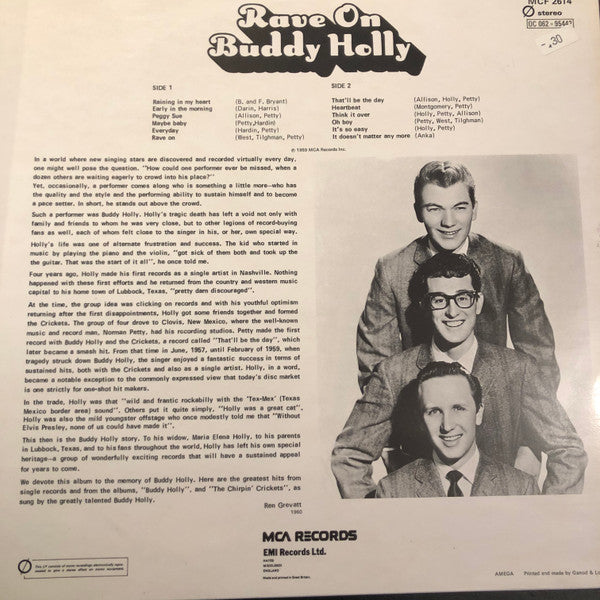 Buddy Holly : Rave On (LP, Comp, RE)