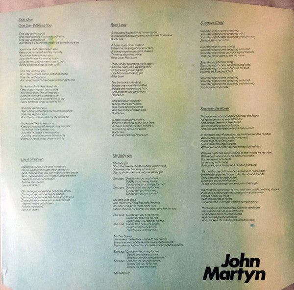 John Martyn : Sunday's Child (LP, Album, Pin)