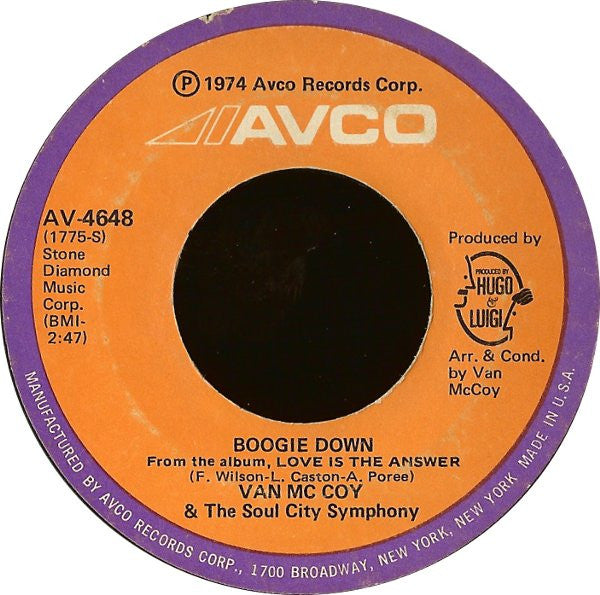 Van McCoy & The Soul City Symphony : Boogie Down (7")