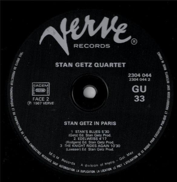 Stan Getz Quartet : Stan Getz Quartet In Paris (LP, Album, RE)