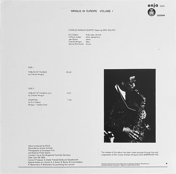 The Charles Mingus Quintet : Mingus In Europe Volume I (LP, Album, RE)