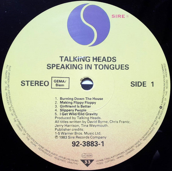 Talking Heads : Speaking In Tongues (LP, Album, DMM)