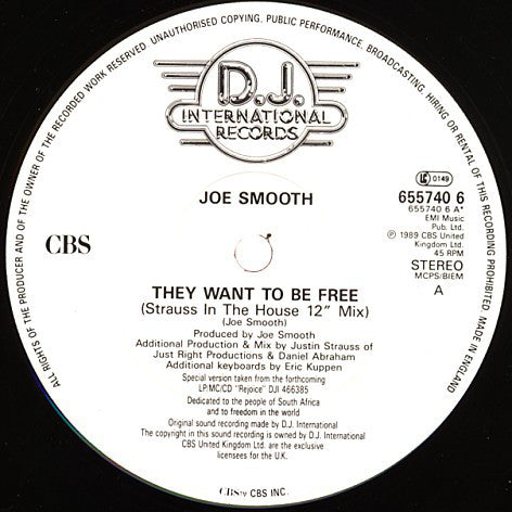 Joe Smooth : They Want To Be Free (12")