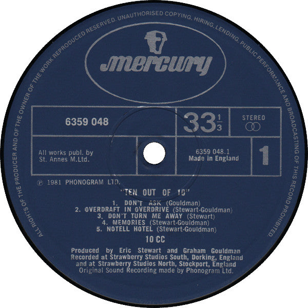 10cc : Ten Out Of 10 (LP, Album)