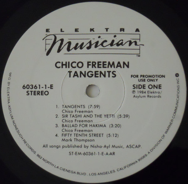 Chico Freeman Featuring Bobby McFerrin : Tangents (LP, Album, Promo)