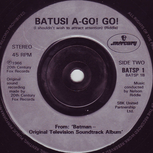 Nelson Riddle : Batman Original Television Soundtrack Theme (7", Single, RE)