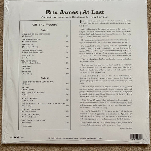 Etta James : At Last! (LP, Album, Ora)