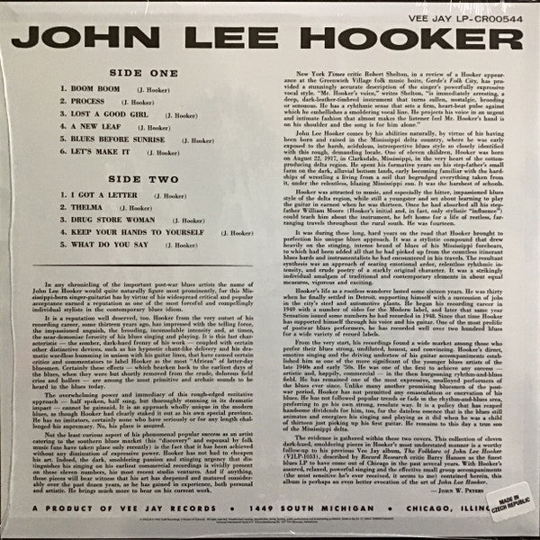 John Lee Hooker : Burnin' (LP, Album, RE, RM, 60t)