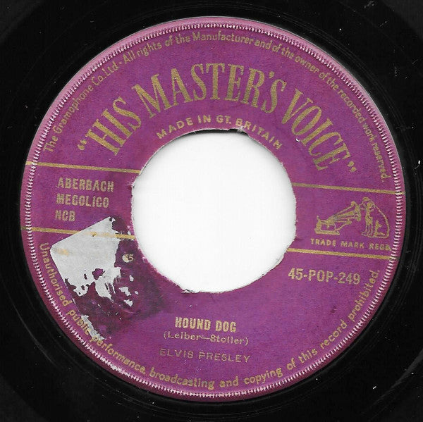 Elvis Presley : Hound Dog (7", Single, Gol)