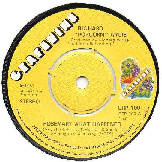 Richard "Popcorn" Wylie : Rosemary What Happened (7", Single, RE, 4-P)