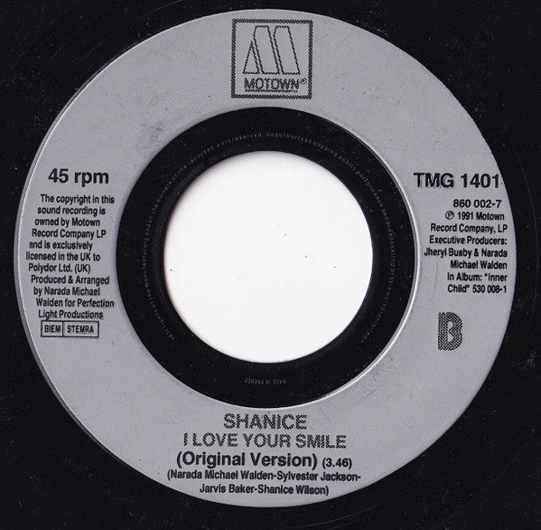 Shanice : I Love Your Smile (7", Single, Lar)