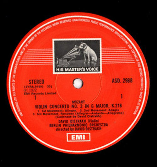 Mozart* - David Oistrakh*, Berlin Philharmonic* : Violin Concertos No. 3 & 5 (LP, Album, Comp)