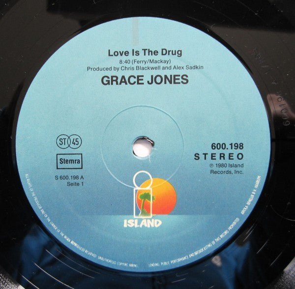 Grace Jones : Love Is The Drug / Sinning (12", Single)