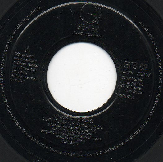 Guns N' Roses : Ain't It Fun (7", Single, Jukebox)