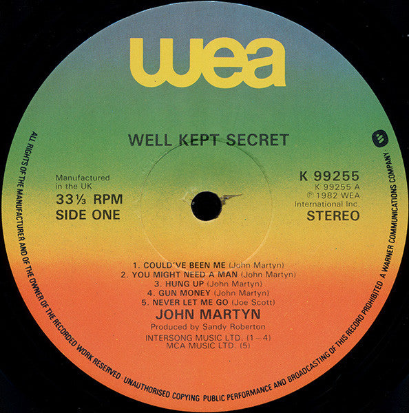 John Martyn : Well Kept Secret (LP, Album, Col)