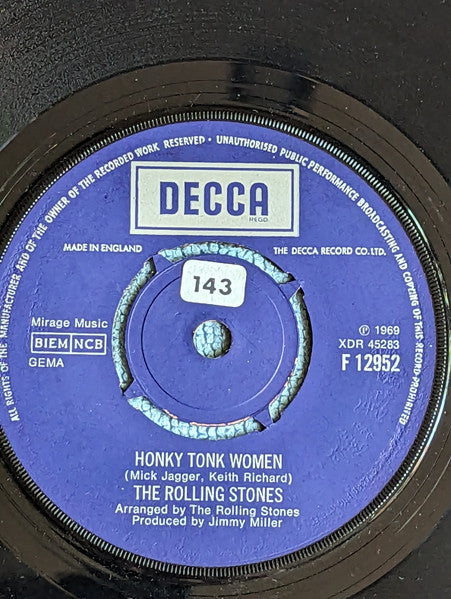 The Rolling Stones : Honky Tonk Women / You Can't Always Get What You Want (7", Single)
