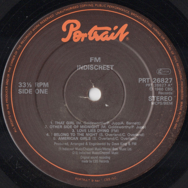 FM (6) : Indiscreet (LP, Album)