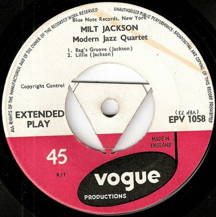 Milt Jackson Modern Jazz Quartet* : Milt Jackson Modern Jazz Quartet (7", EP)