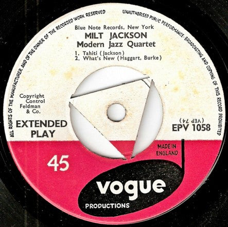 Milt Jackson Modern Jazz Quartet* : Milt Jackson Modern Jazz Quartet (7", EP)