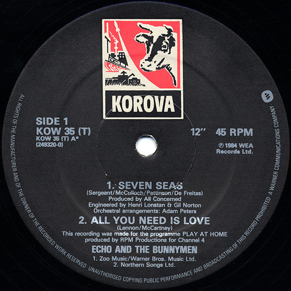 Echo & The Bunnymen : Seven Seas "Life At Brian's - Lean And Hungry" (12", Single)