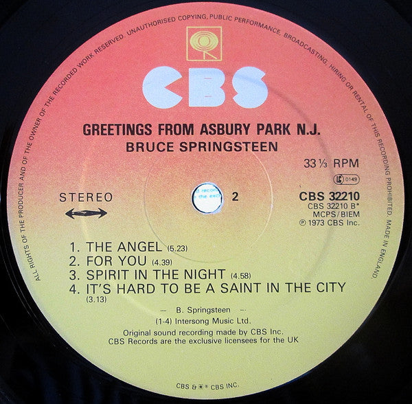 Bruce Springsteen : Greetings From Asbury Park N.J. (LP, Album, RE)