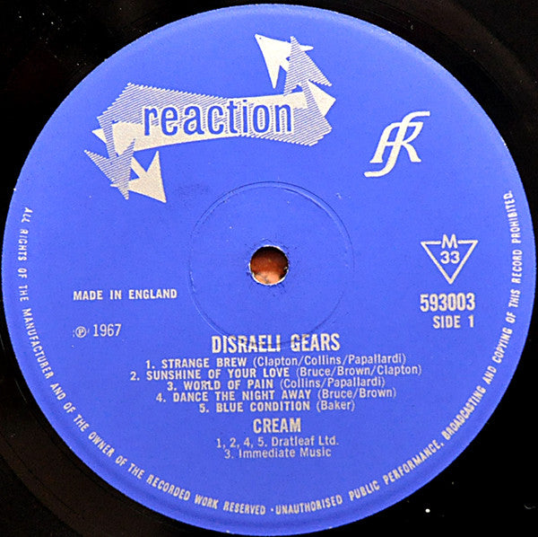 Cream (2) : Disraeli Gears (LP, Album, Mono, RE)