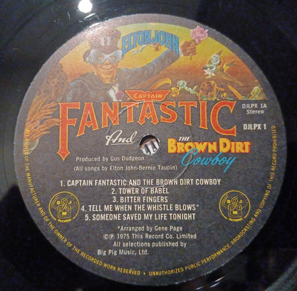 Elton John : Captain Fantastic And The Brown Dirt Cowboy (LP, Album, Gat)