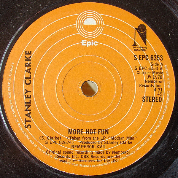 Stanley Clarke : More Hot Fun / Slow Dance (7", Single)