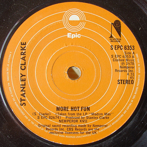 Stanley Clarke : More Hot Fun / Slow Dance (7", Single)
