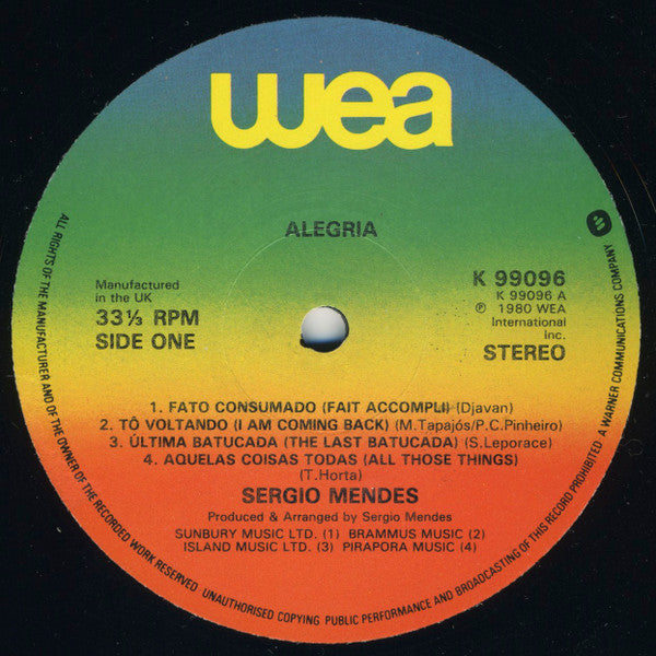 Sergio Mendes* : Alegria (LP, Album)