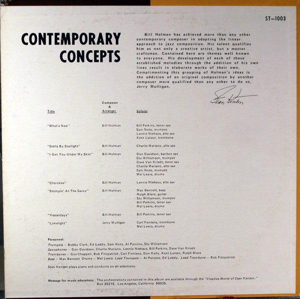Stan Kenton : Contemporary Concepts (LP, Album)