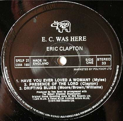 Eric Clapton : E.C. Was Here (LP, Album, RE)