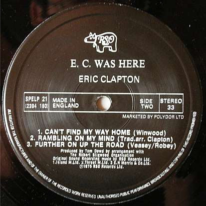 Eric Clapton : E.C. Was Here (LP, Album, RE)