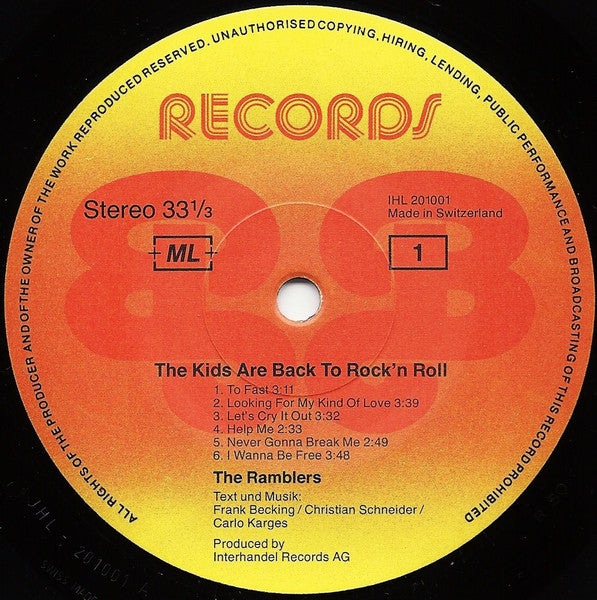 Ramblers : The Kids Are Back To Rock'n'Roll (LP, Album, RE)