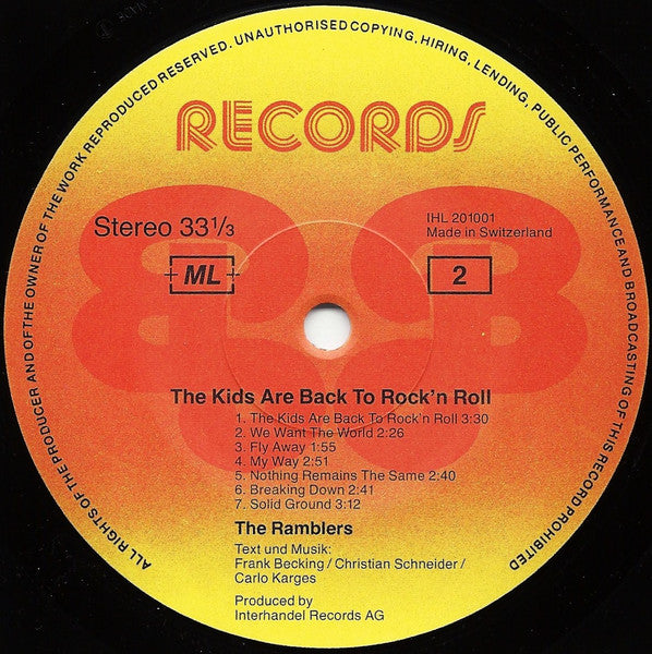 Ramblers : The Kids Are Back To Rock'n'Roll (LP, Album, RE)