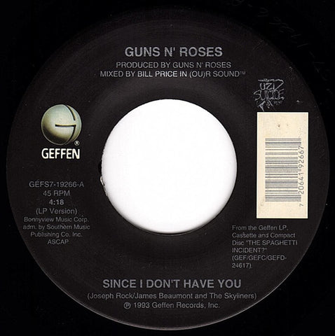 Guns N' Roses : Since I Don't Have You (7", Single)