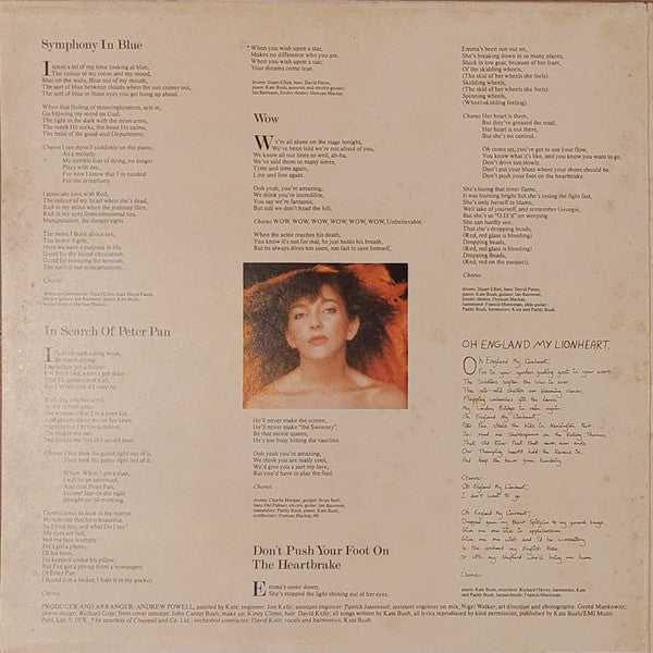 Kate Bush : Lionheart (LP, Album, RE, Che)