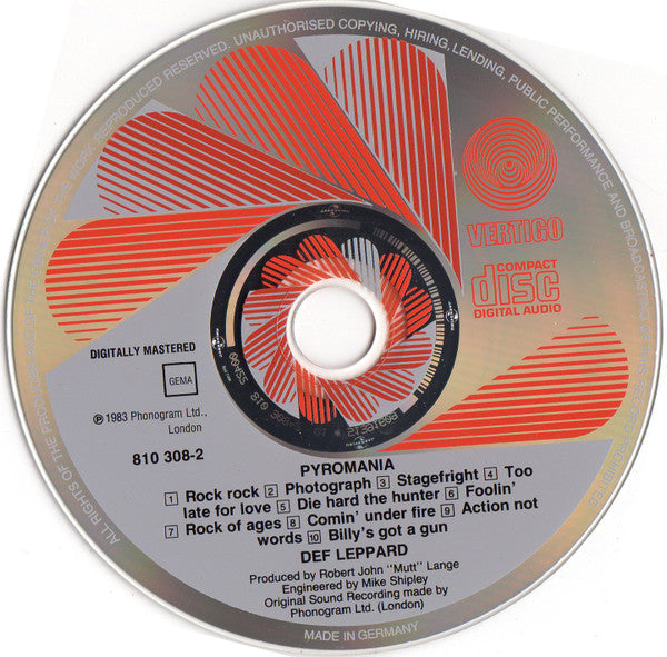 Def Leppard : Pyromania (CD, Album, RP)