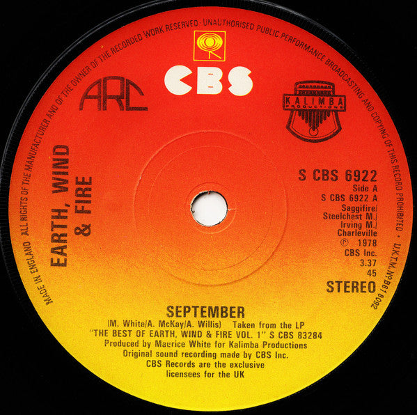 Earth, Wind & Fire : September (7", Single)