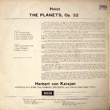 Holst* - Herbert von Karajan, Vienna Philharmonic* : The Planets (LP, RP, ED3)